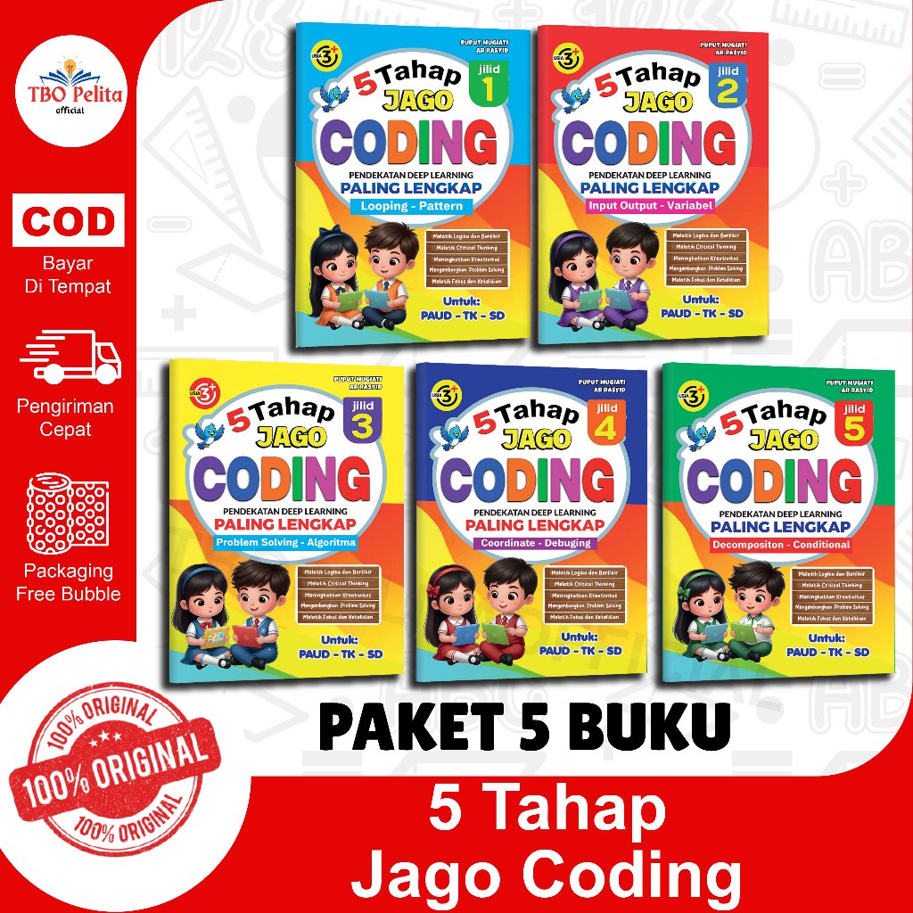 Buku 5 Tahap Jago Coding Paket 5 Buku Paling Lengkap Paud, TK, SD