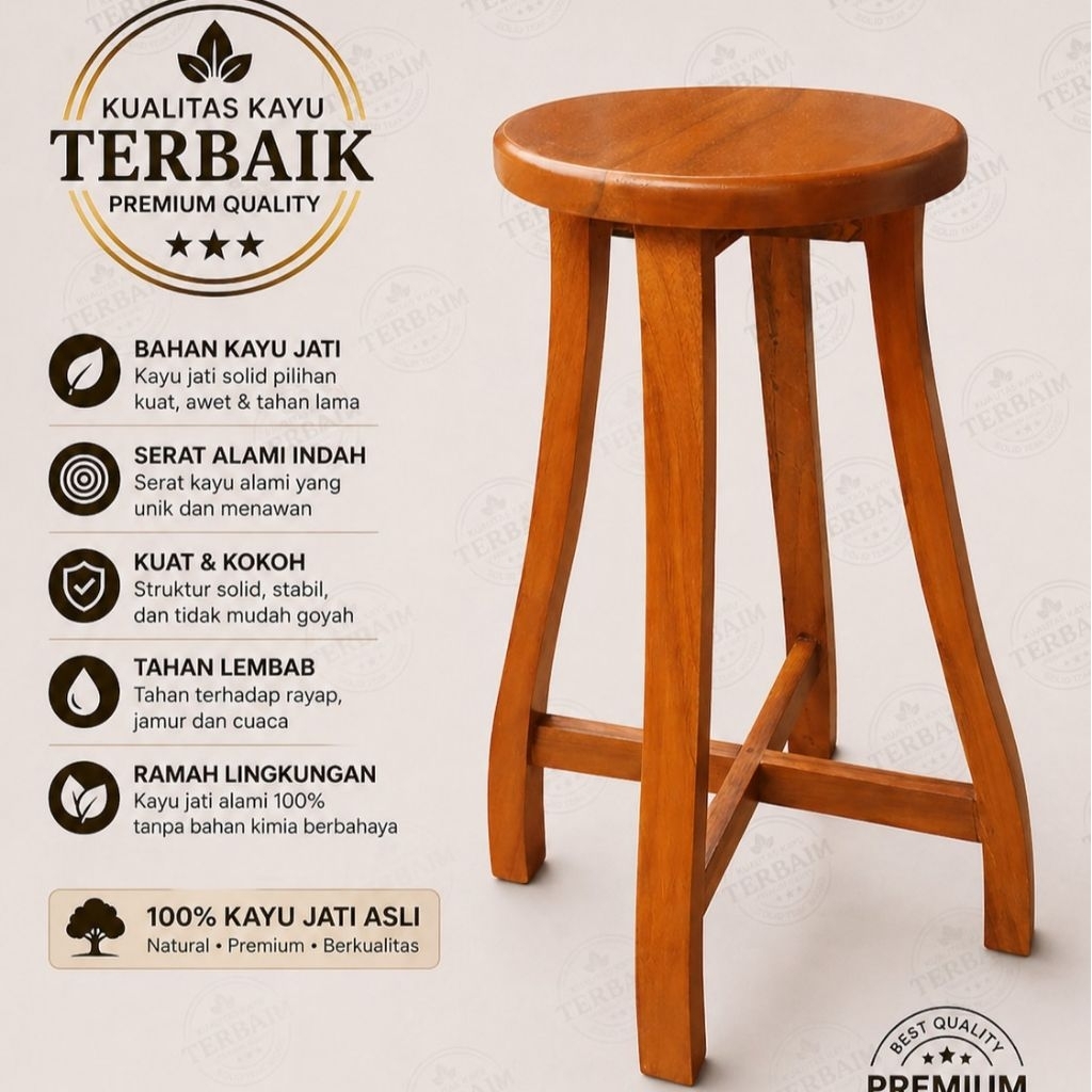 Bar bulat / Kursi Bar Bulat / Bar Bulat Kayu jati / Kursi Bar Bulat kayu jati