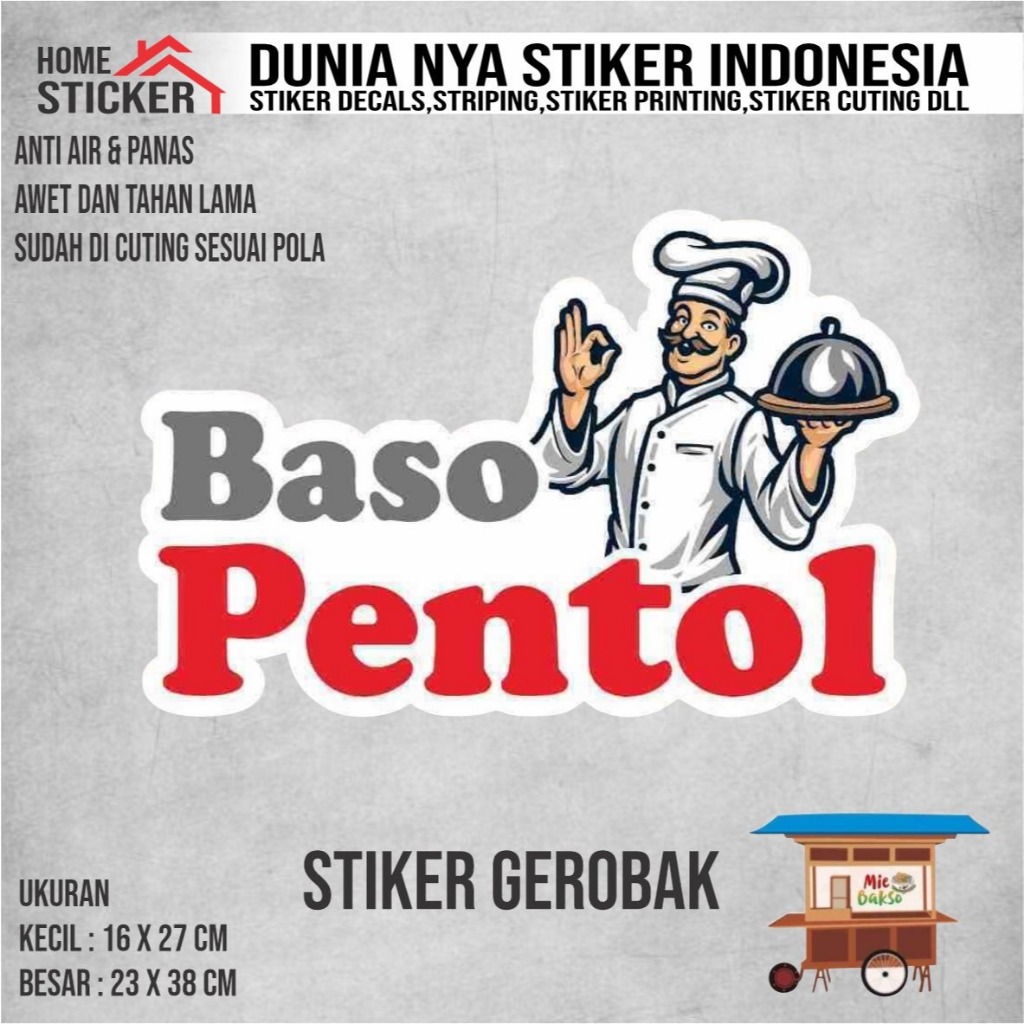 Sticker Kaca Gerobak Vinyl Baso Pentol