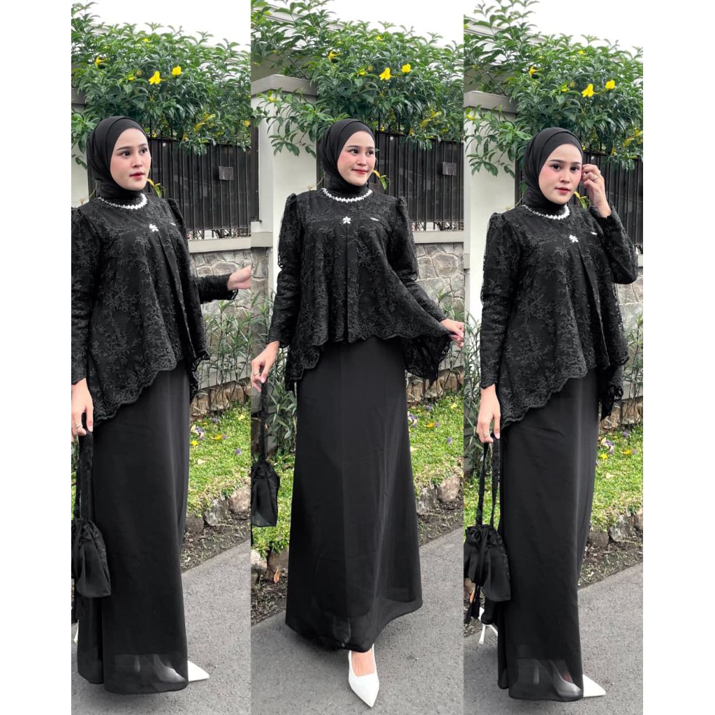 Diandra gamis set rok one set full ceruti kombinasi brukat full furing