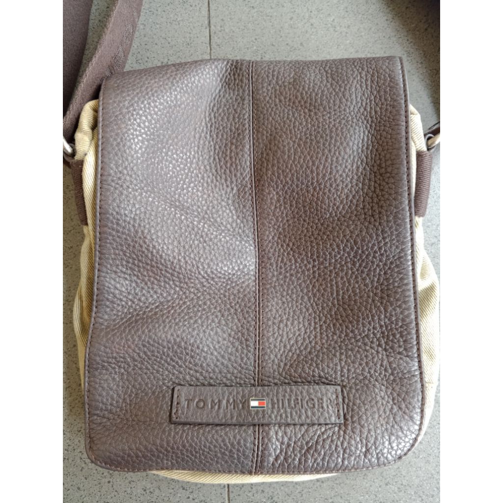 Tas Selempang Pria Kulit Mix Twill Second
