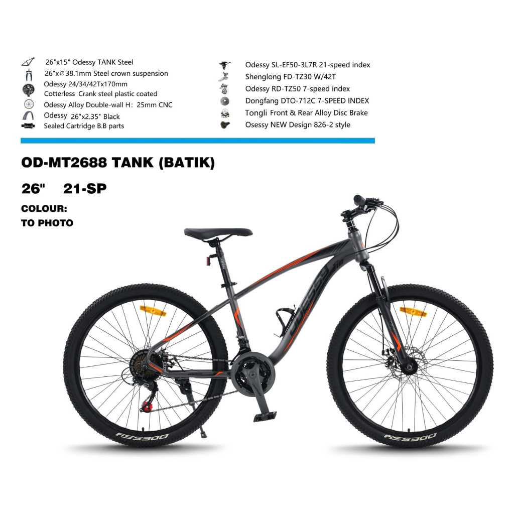 Sepeda Gunung Odessy TANK ukuran 26 Inch Rem Cakram 21 Speed tank 88 odessy sepeda mtb