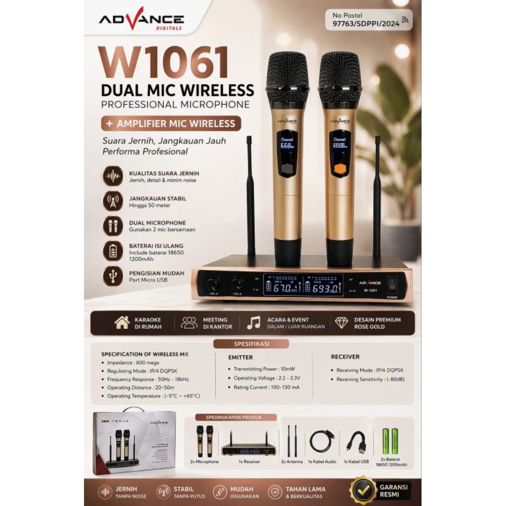 dual mic wireless Advance W-1061