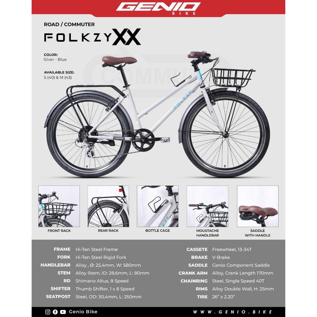 Sepeda Road Bike Commuter Bike Fixie Genio Folkzy XX dan XY by United Bike 8 Speed Ban Tubeless