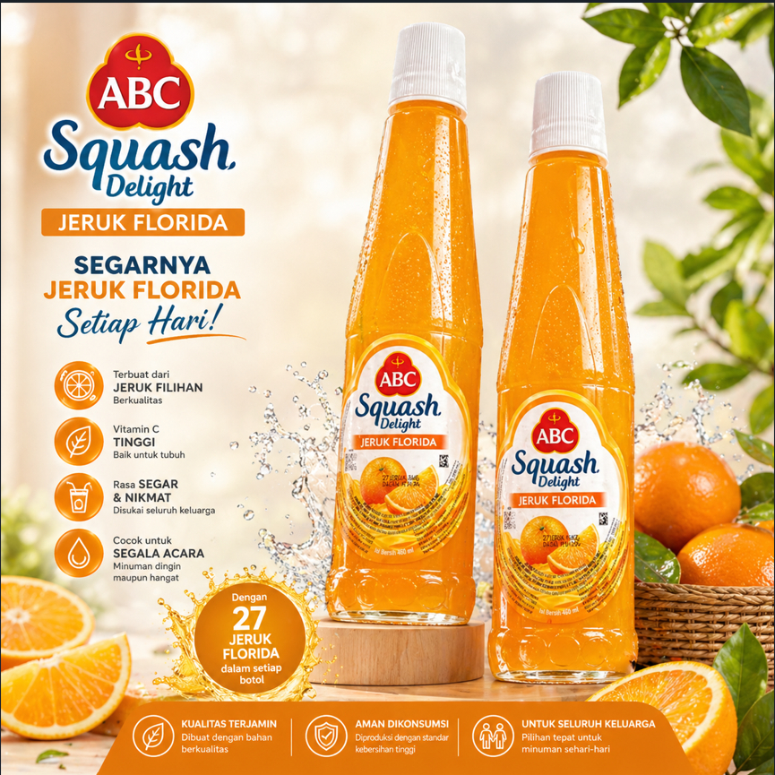 Sirup ABC Squash Delight Jeruk Florida 450 ml Murah & Hemat