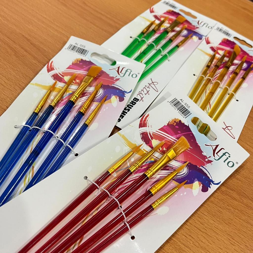 Kuas Lukis Cat Air 1 Set Isi 5 / PAINT BRUSH Akrilik / Minyak / Nilon / Watercolour / Acrylic / Oil 