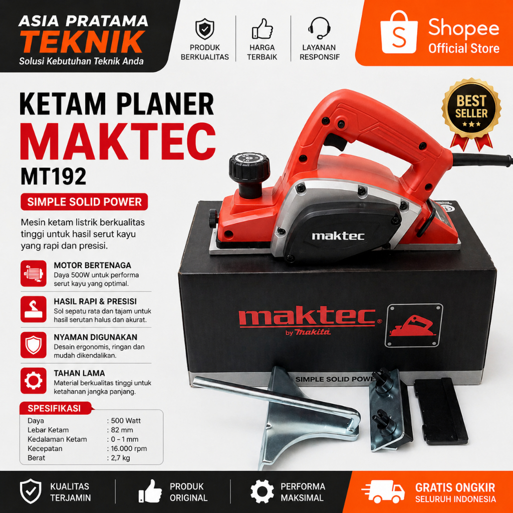 Promo Cuci Gudang  Mesin Serut Planer Kayu Maktec MT192 /makita 1902