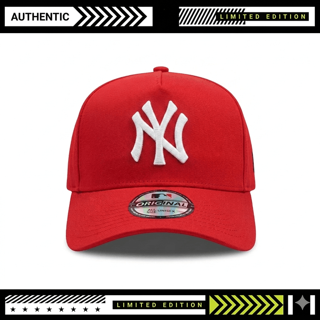Topi NY Putih Bahan Merah MLB - Baseball 9Forty A-Frame