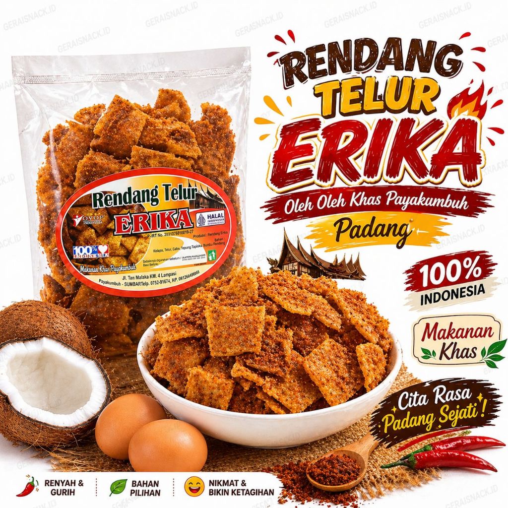 Rendang Telur Erika Enak & Gurih Oleh2 Khas Padang Payakumbuh