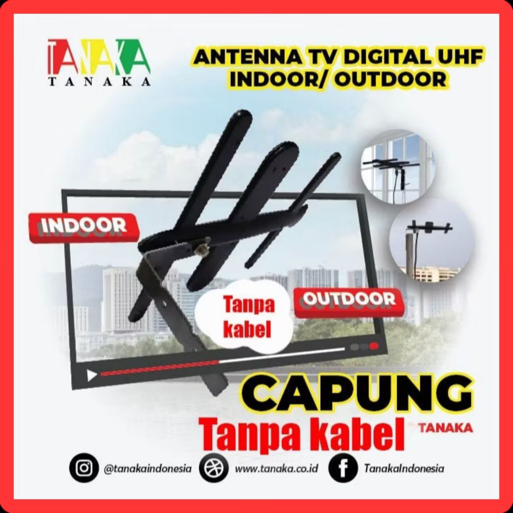 Antena TV Digital Tanaka Capung UHF Indoor Outdoor High Gain Jernih Anti Noise Original - Tanpa Kabe