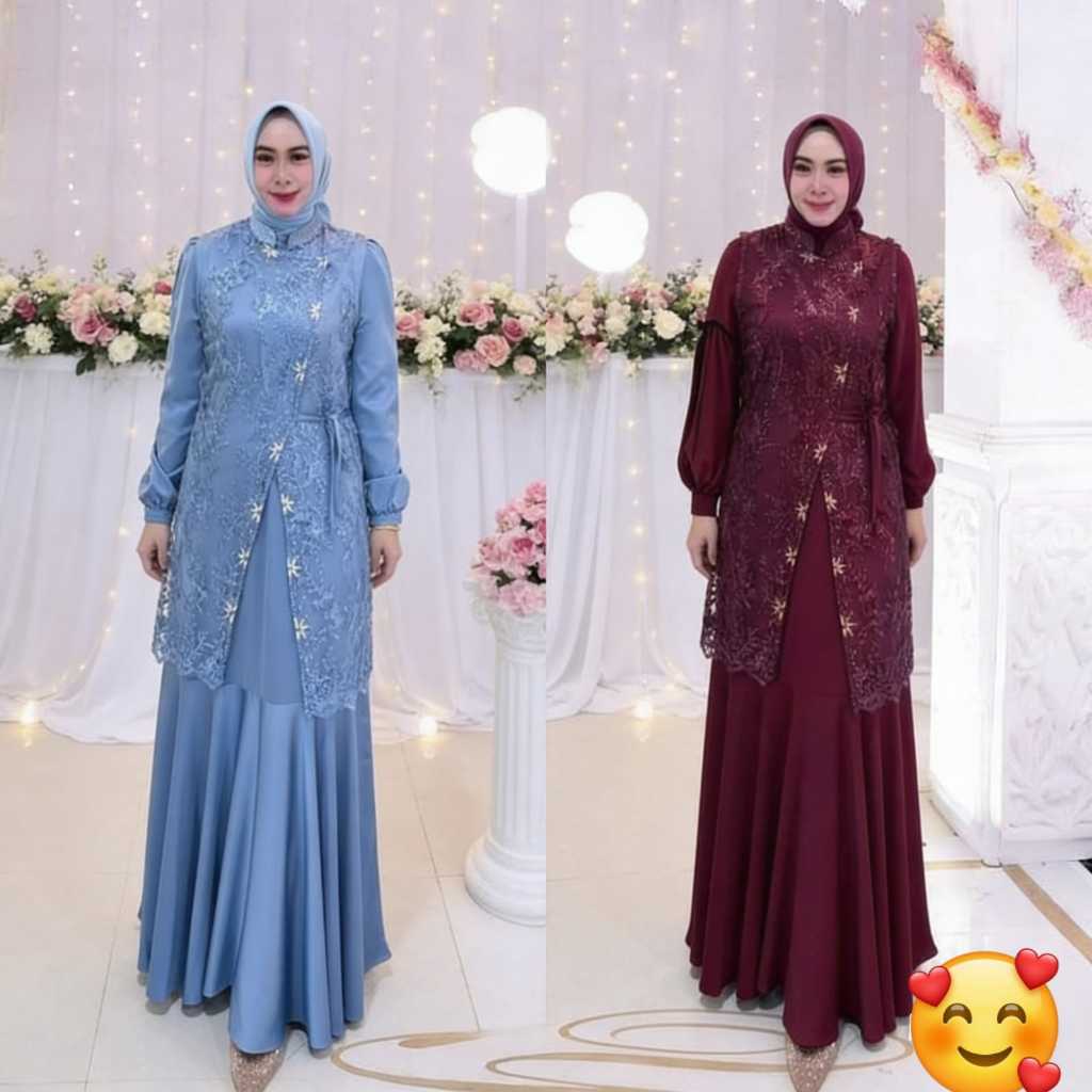 Gamis Brokat Kondangan Model Malaysia Duyung  Gamis Pesta Mewah Terbaru
