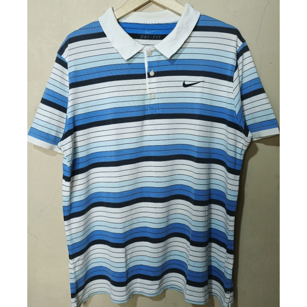 Kaos kerah salur tennis padel court centang dry fit XL nike