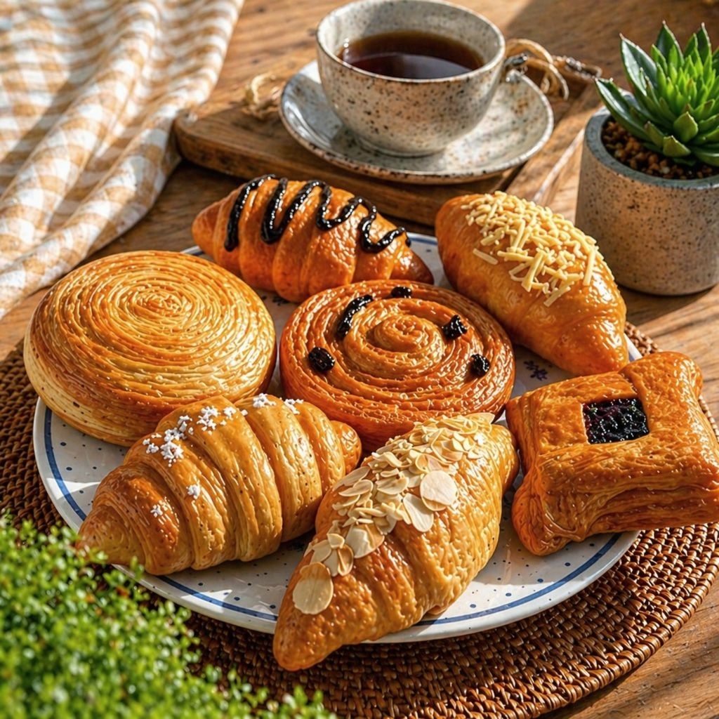 Replika makanan roti Puff Pastry dan Danish Pastry Cromboloni croissant Kue Eropa yang Mendunia Crom