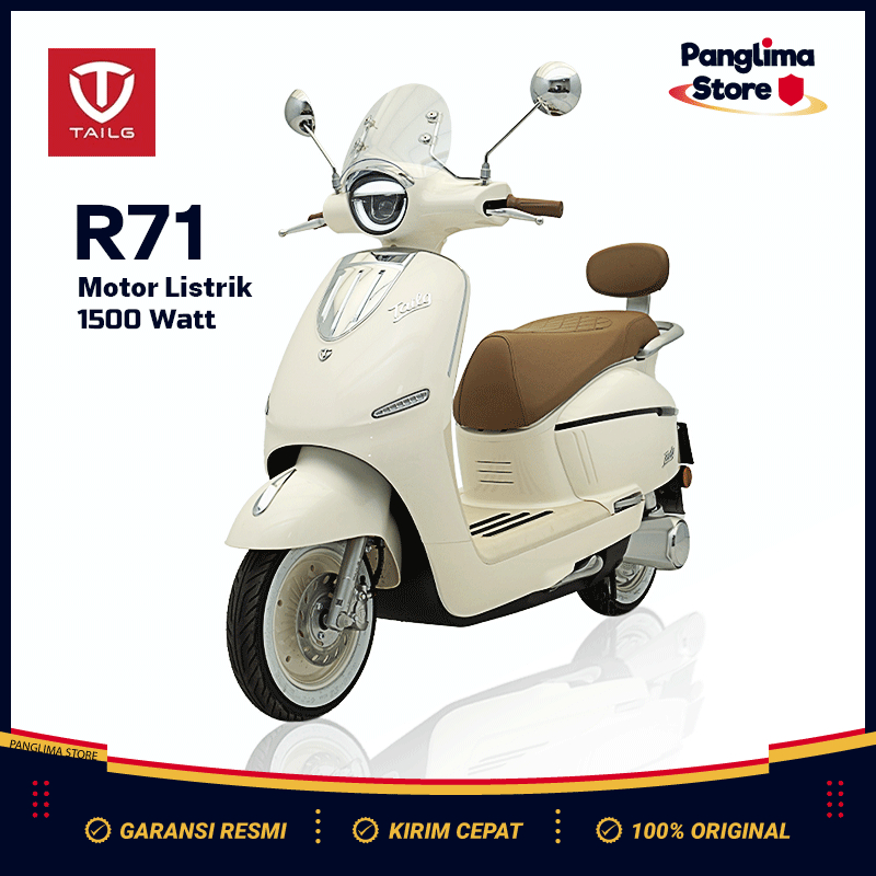 Motor Listrik TAILG R71 Model Vespa Retro Klasik Pink Lucu Dewasa 1500watt Rem Cakram