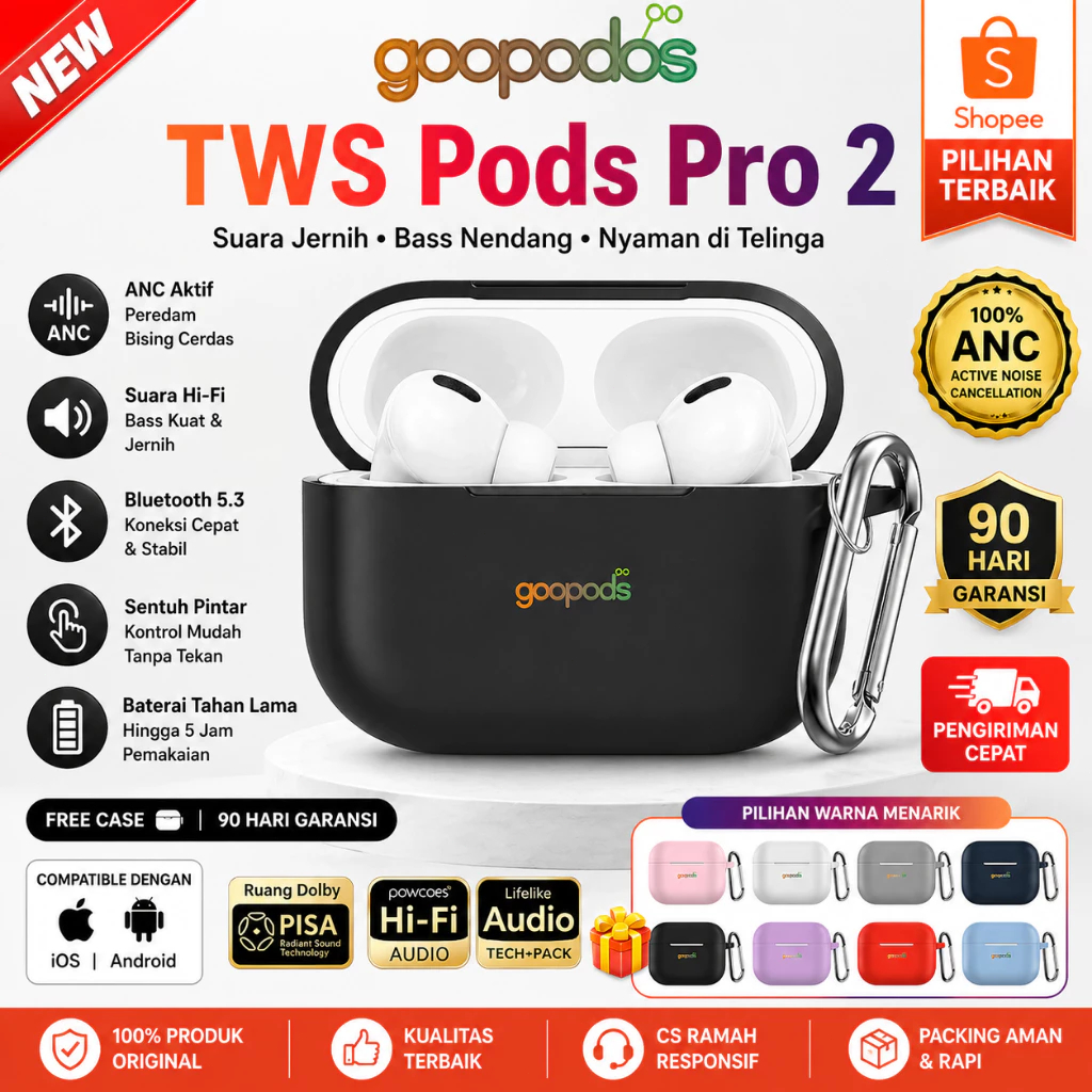 NEW ARRIVAL Goopodos TWS ANC Pods Pro 3 /TWS Pods Pro 2 / TWS Pods Gen4 Earphone bluetooth headset