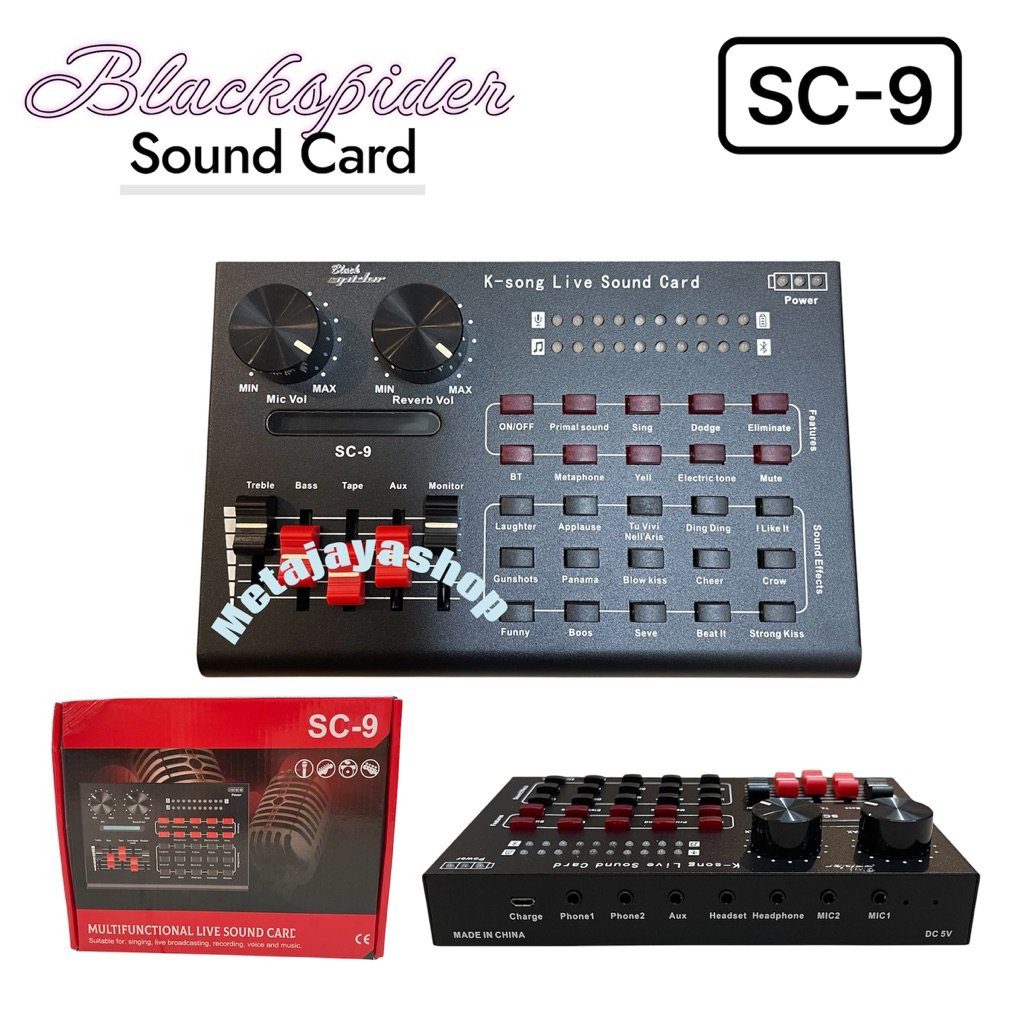 Mixer Audio Sound Card Black Spider SC-9 Mixer Live Musik
