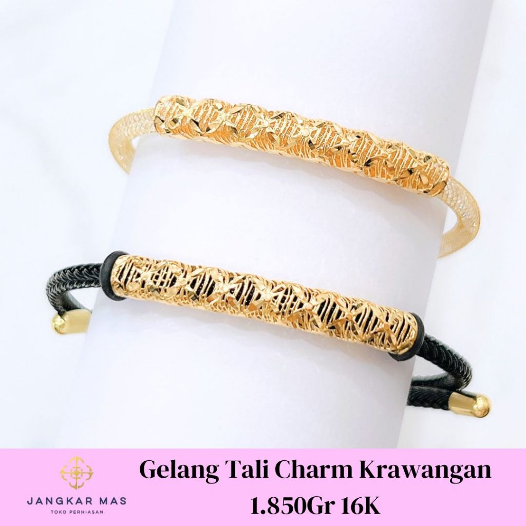 GELANG TALI CHARM EMAS PIPA KRAWANGAN 16K 1.850GR