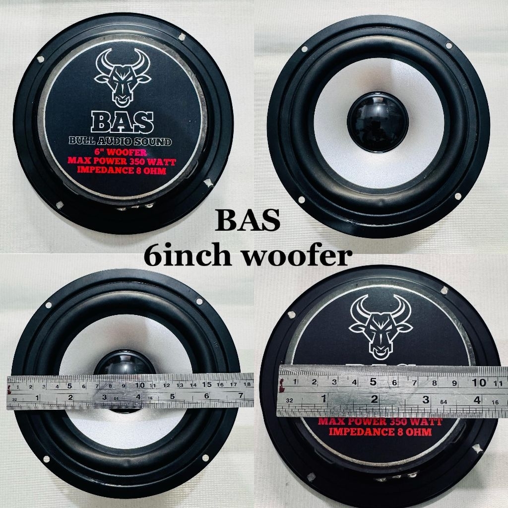 BAS 6" SILVER bull audio sound speaker driver 6 inch woofer 8 ohm 350 Watt spiker komponen 6in speke