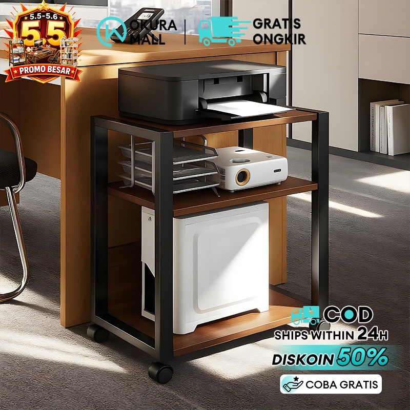 Rak Susun Serbaguna Rak printer Rak dapur Multi-Lapisan Dengan Roda Rak microwave Dudukan Printer Da