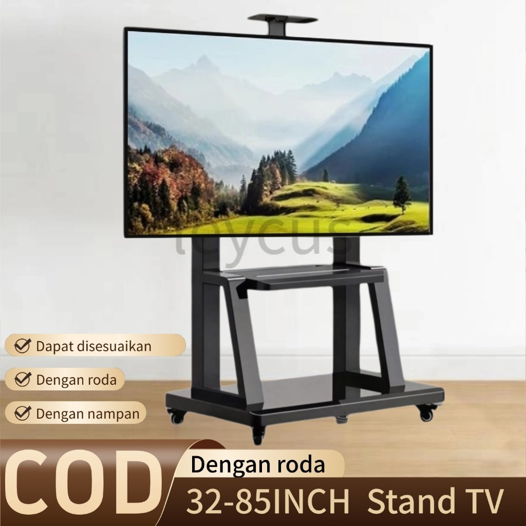 Bergerak Bracket Standing Tv 32-85 Inch Tv Standing Bracket Dengan Nampan Bracket Standing Tv Roda D