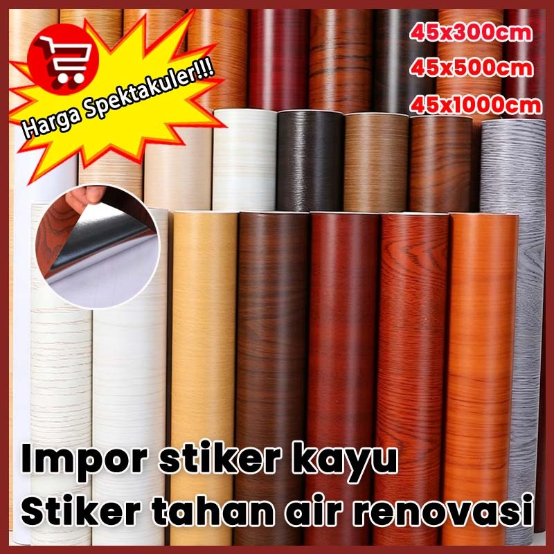 [Kualitasting]  stiker kayu wallpaper lemari stiker dinding kayu wallpaper stiker lemari kayu