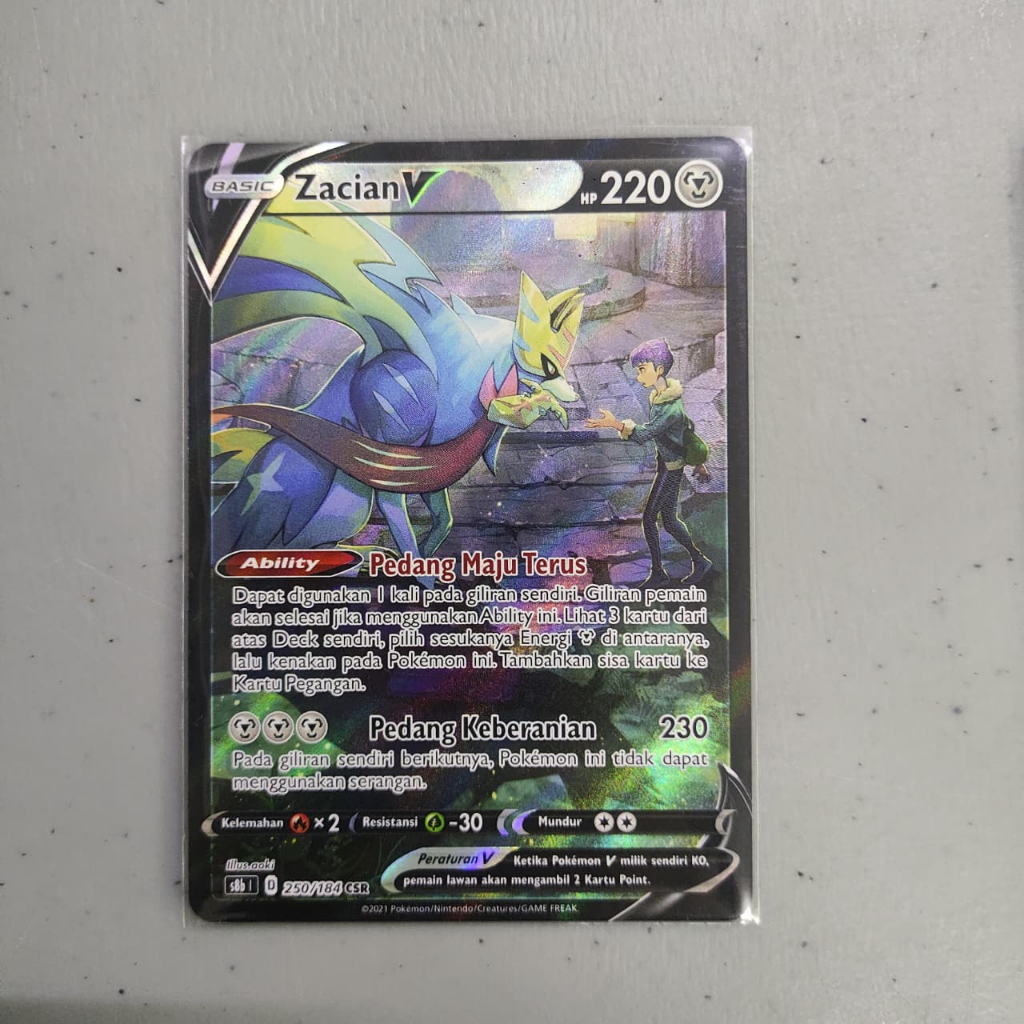 Pokemon INDO Zacian V 250/184 CSR FOIL