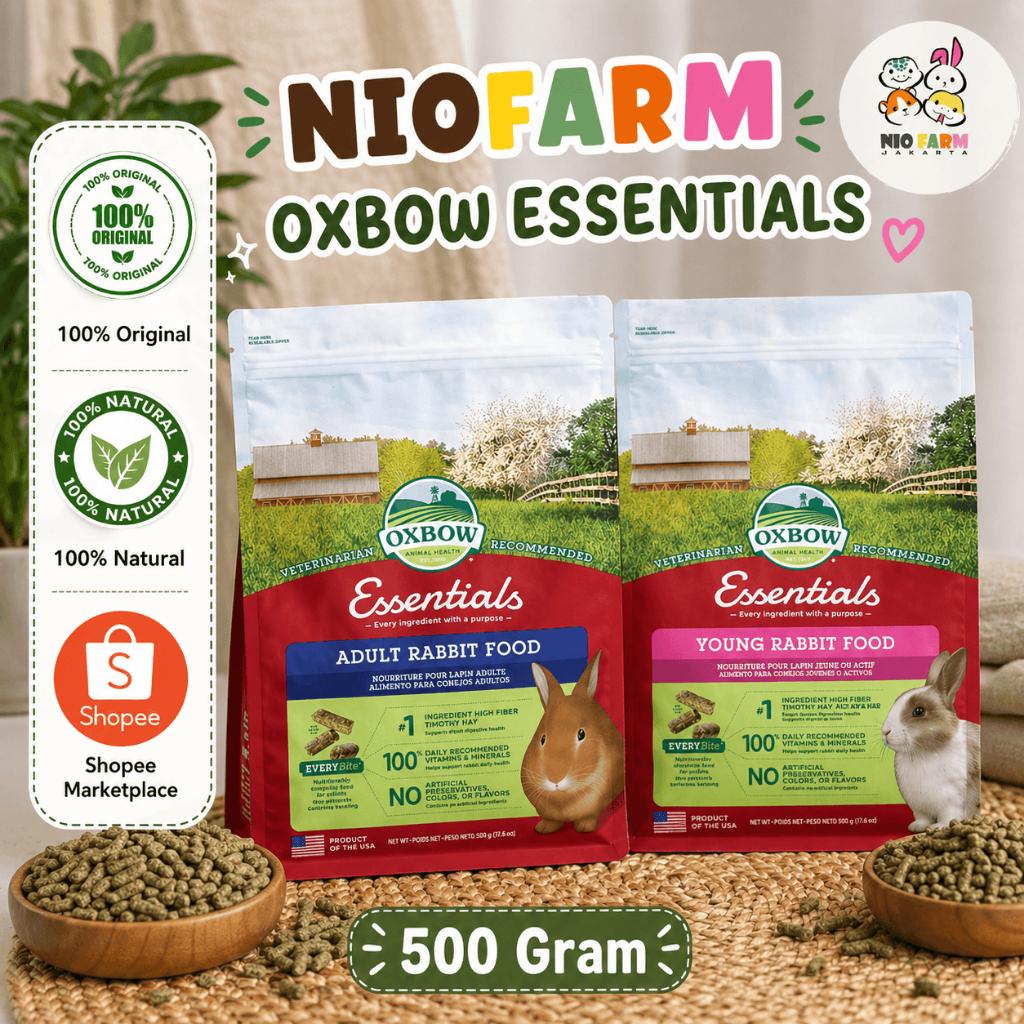 NIOFARM - OXBOW ESSENTIALS Pelet Kelinci Rabbit REPACK 500GRAM 500GR 500 G Young and Adult / PELET O