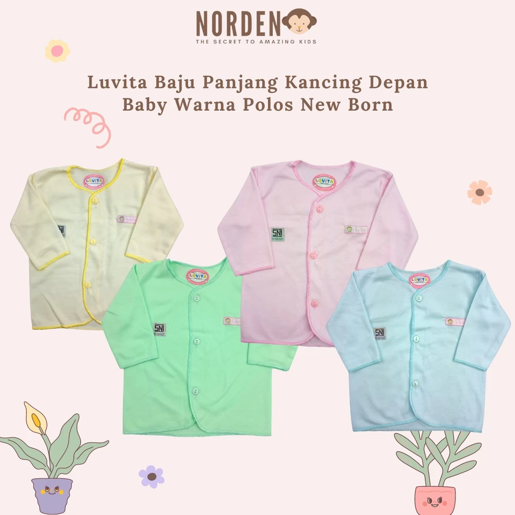 Luvita Baju Bayi Lengan Panjang Newborn Polos SNI