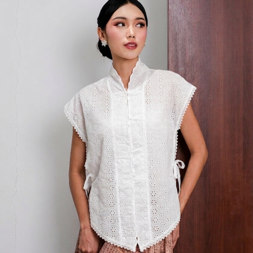 Holy Peony Zinnia Outer Vest Brokat Lace Wanita Tanpa Lengan