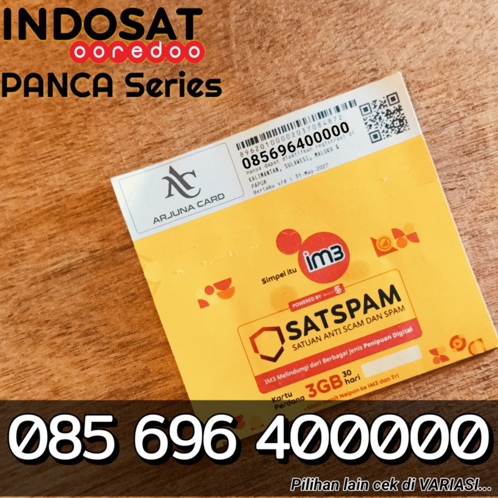 perdana indosat im3 00000 Nomor Cantik 4G Panca