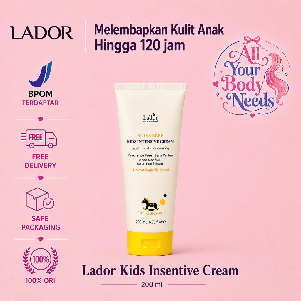 Lador Kids Intensive Cream 200mL  Lotion Anak Mulai Umur 0 Bulan - Dewasa  Kulit Sensitif  Eczema  Sensitif Skin Friendly