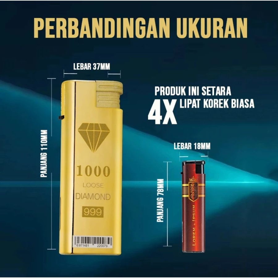 (ECERAN / SATUAN) Korek Api Bara ZAKU GOLD JUMBO Korek Api Gas JUMBO Bahan Besi Api Biru Tahan Angin