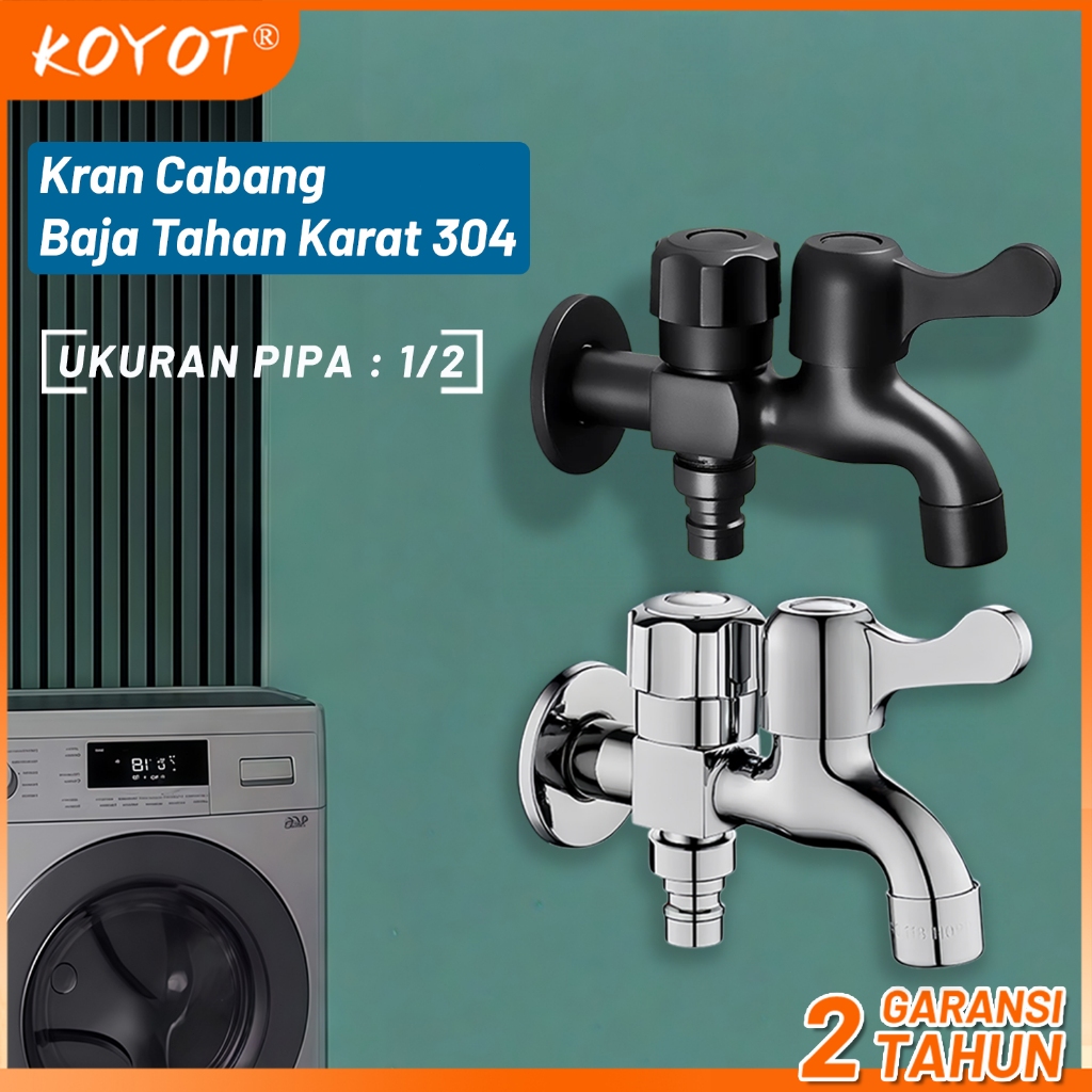 KOYOT Kran Cabang SUS 304 1/2 Inch Kran Air Double Kran Washing Machine
