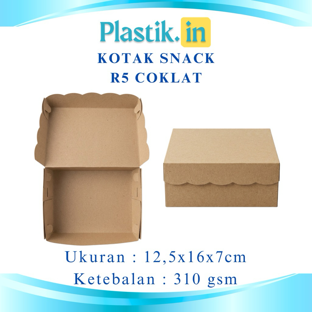 Kotak Snack R5 Jumbo Coklat Kertas | Lembaran | Mudah Dirakit | Snack box