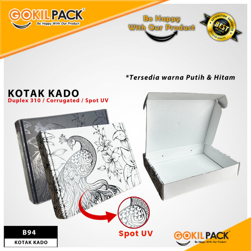 Box Kado - Dus Hampers - Kotak Hadiah - Premium Spot UV Hitam - Gift - B94
