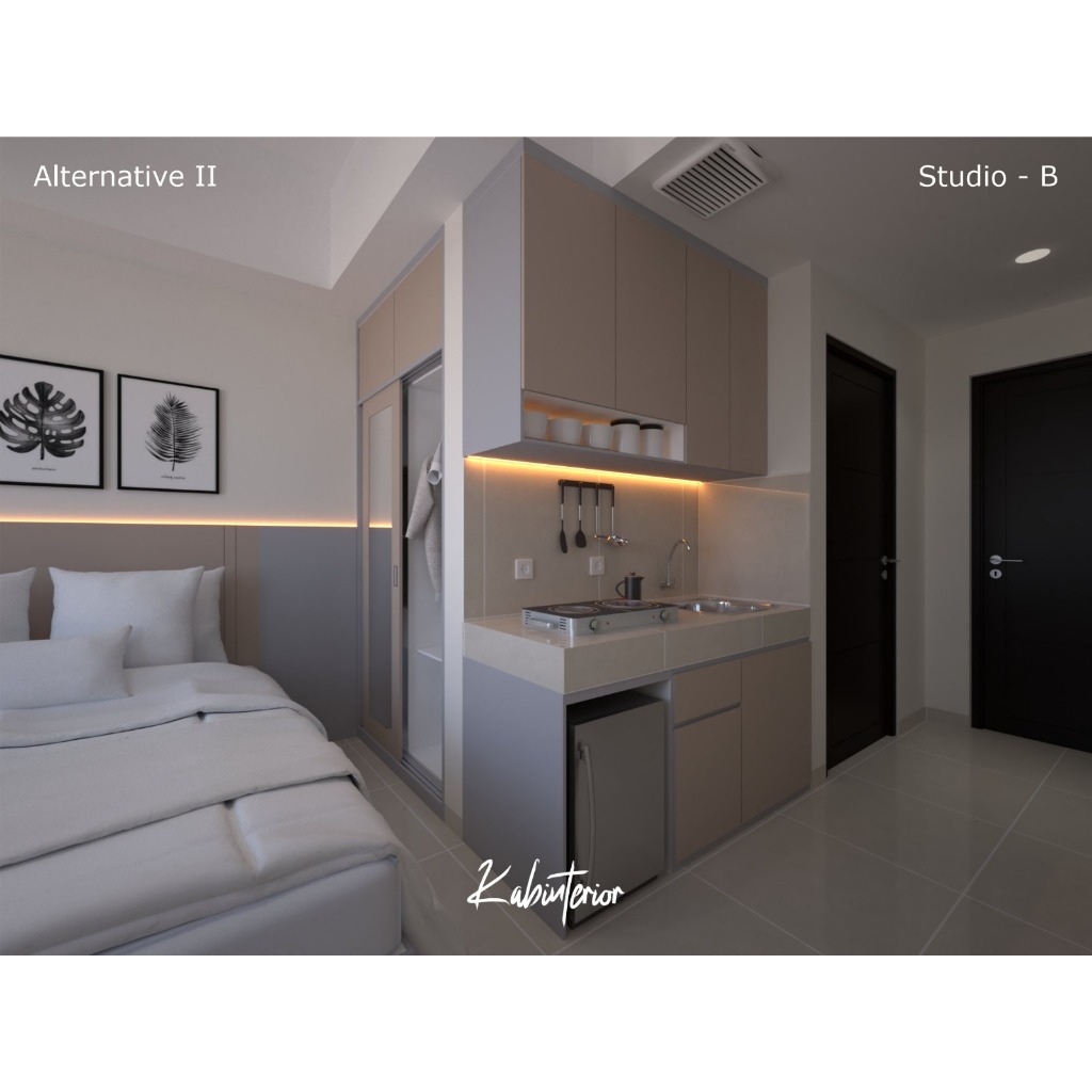 Custom Kitchen Set Apartemen HPL Luar-Dalam Minimalist