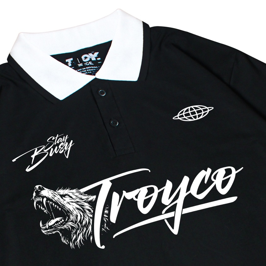 Troy Company Kaos Polo Hitam - Roar Polo Shirt Black PRD 2962