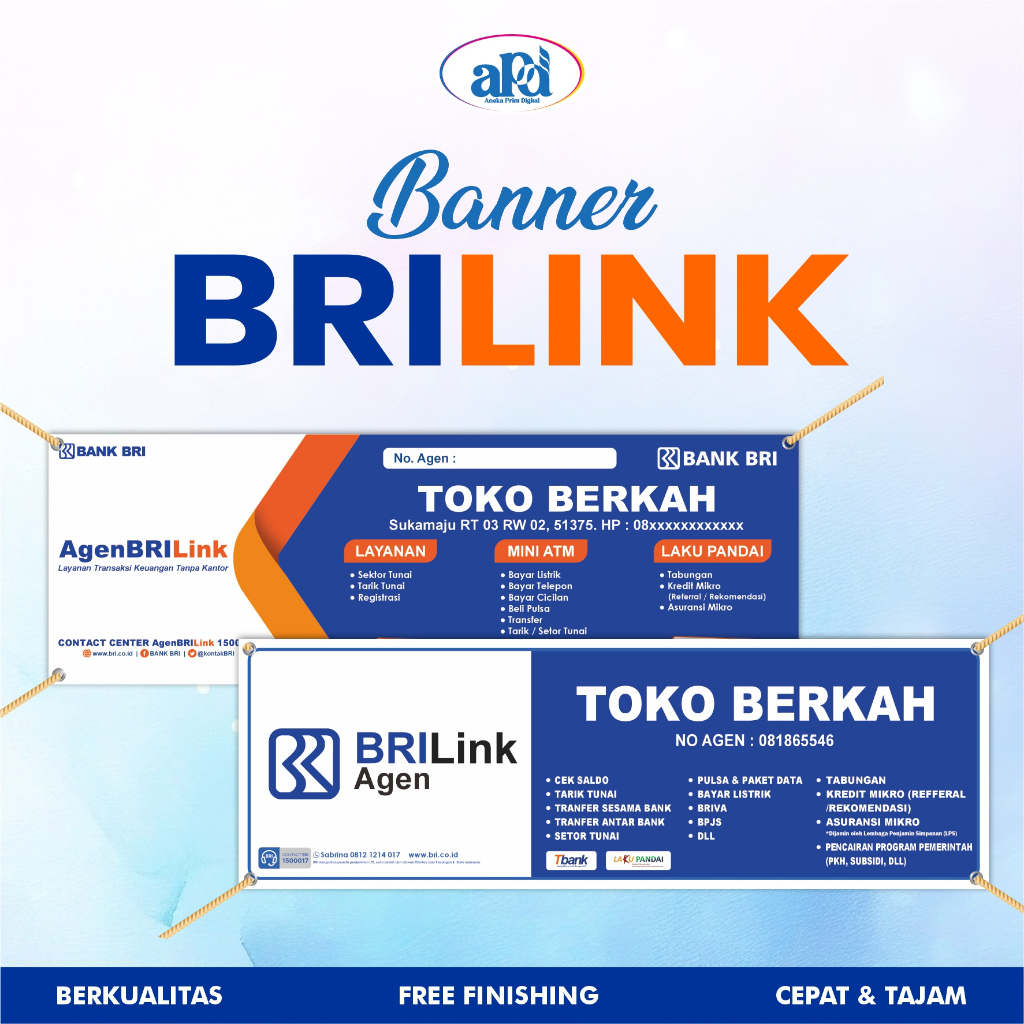 Banner / Spanduk Agen BRILink Custom Nama Toko