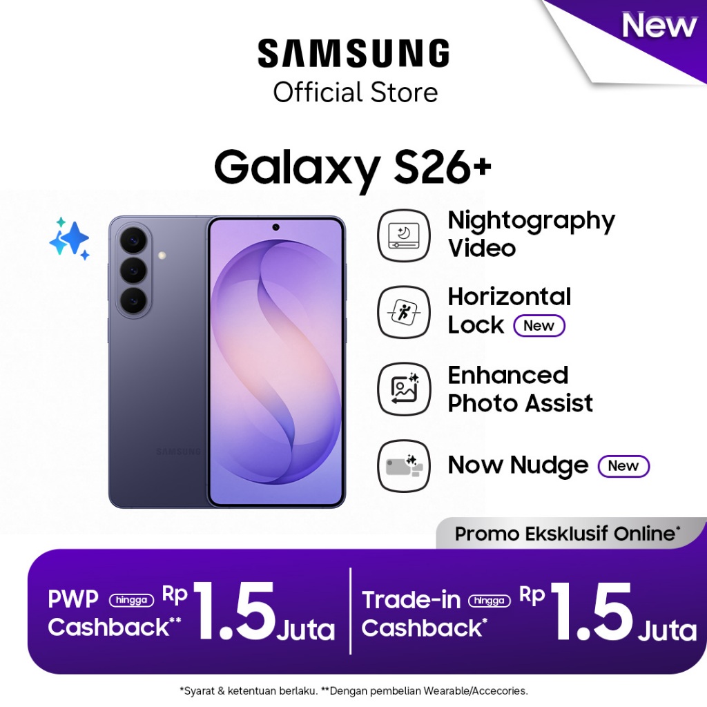 Samsung Galaxy S26+ 12/512GB - Cobalt Violet | Hp AI | Photo Assist | 4900 mAh