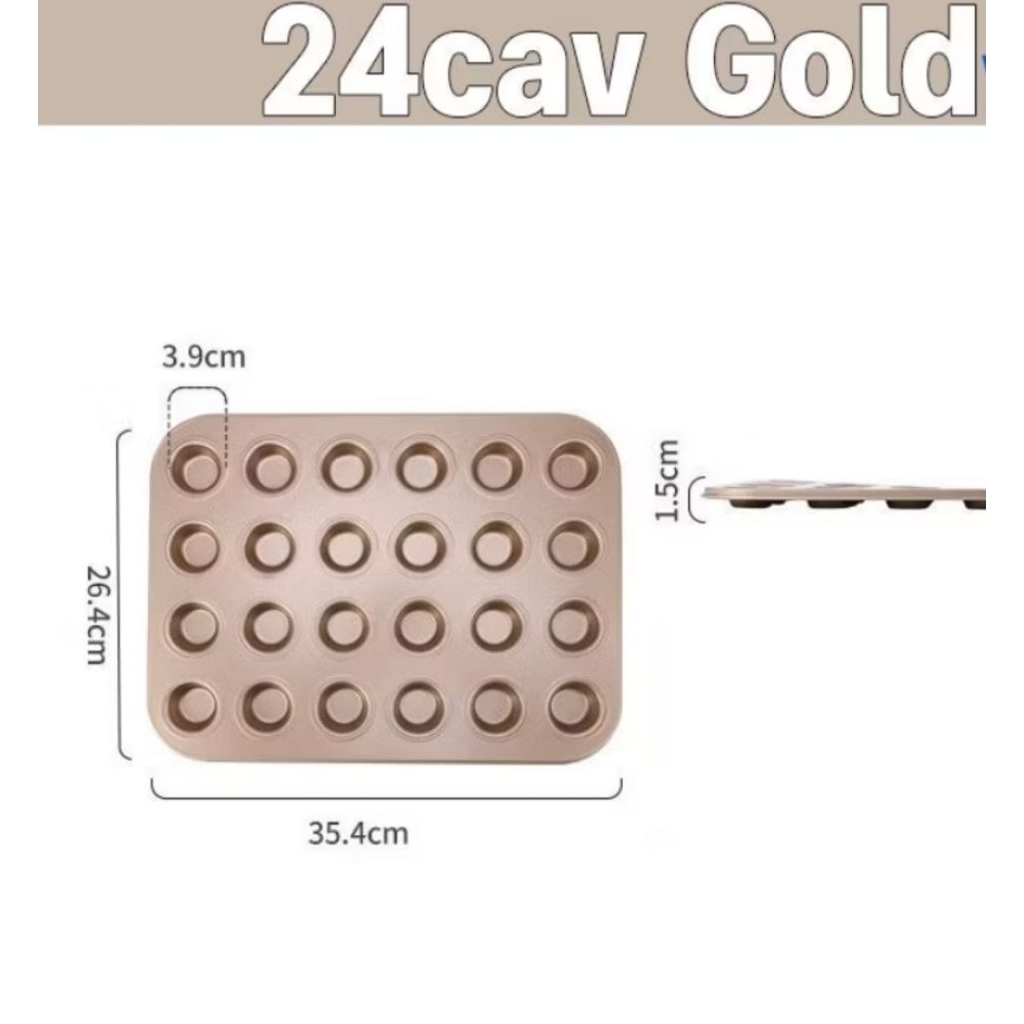 Loyang Teflon Anti Lengket Bulat  Mini 24 Hole / Loyang Muffin Mini / Loyang Cupcake Anti lengket
