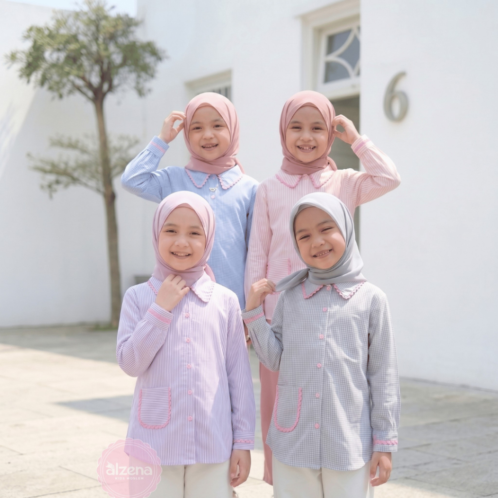 Alzena Kids Moslem - Tunik Anak Muslim Perempuan Astya Series Premium Pastel
