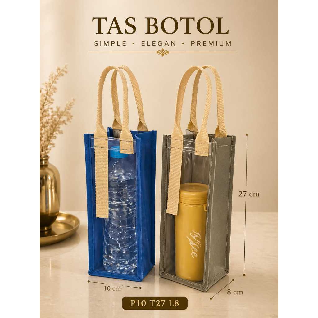 TAS BOTOL KANVAS KOMBINASI MIKA  / TAS TUMBLER / TAS BOTOL