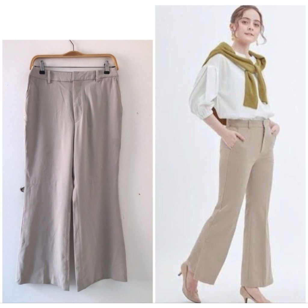 Uniqlo Drape Flare Pants Natural