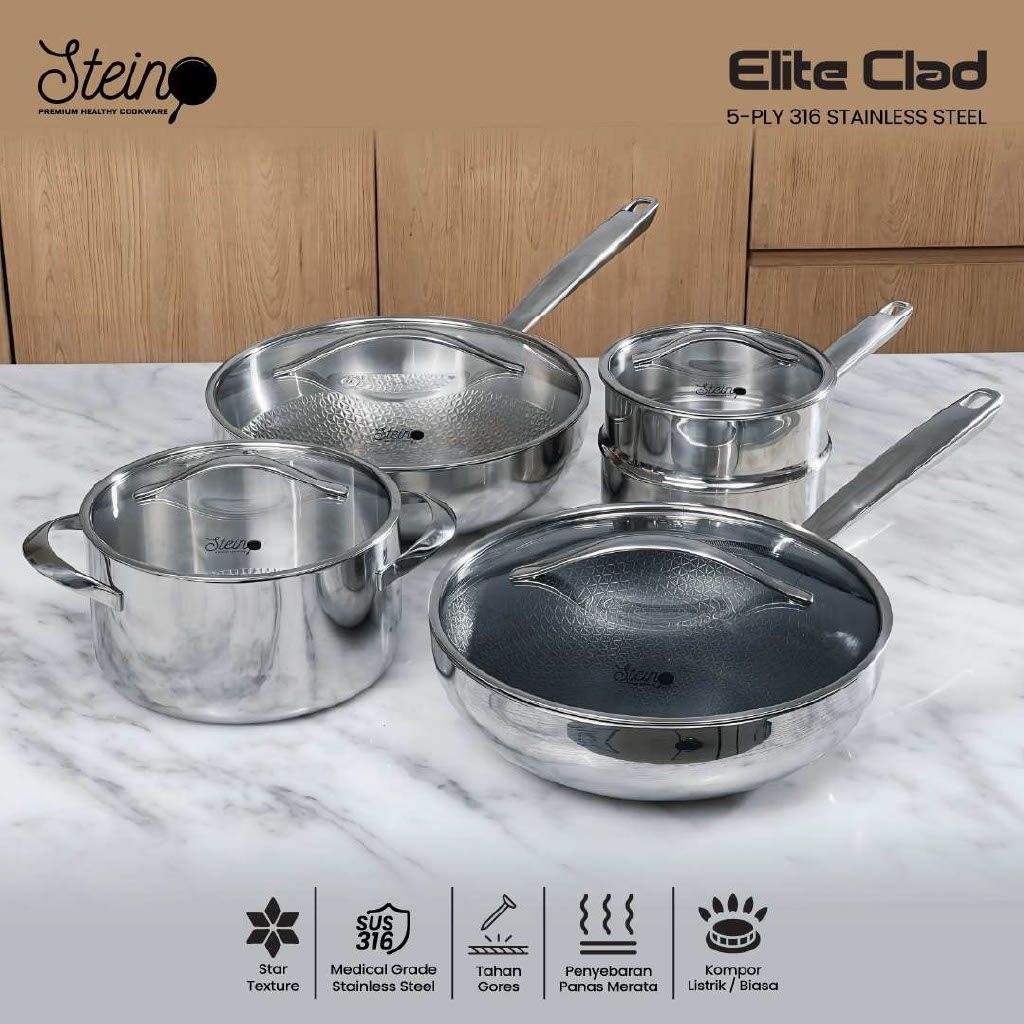 Stein Elite Clad Non-Stick - Stein Panci Set Stainless Steel