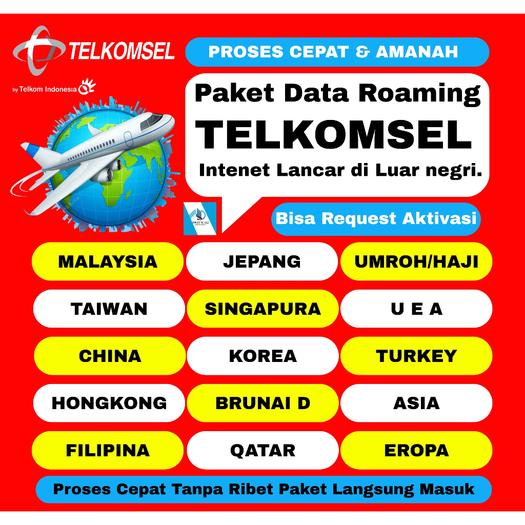 PAKET DATA ROAMING TELKOMSEL ASIA BERBAGAI NEGARA LENGKAP