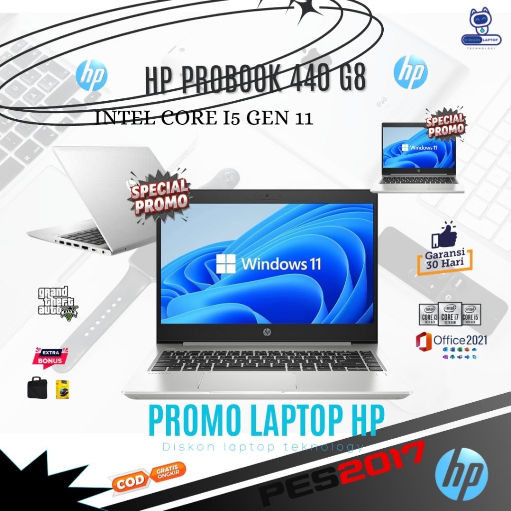laptop hp probook 440 G7/G8 touchscreen Intel core i5 Gen 11 bergaransi 30 hari