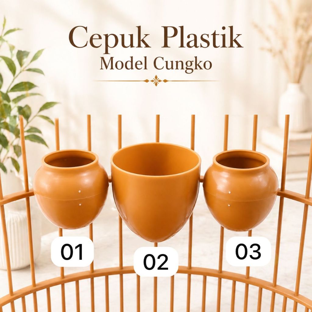 Cepuk Cangkir Burung Model Cungko Bambu Plastik Import AVR-JF-0228