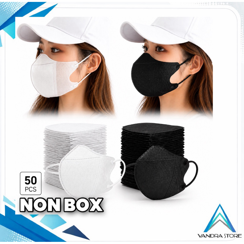 Masker Duckbill Polos 3 Ply Isi 50 PCS Tanpa Box, Tali Kuat, Tanpa Embos