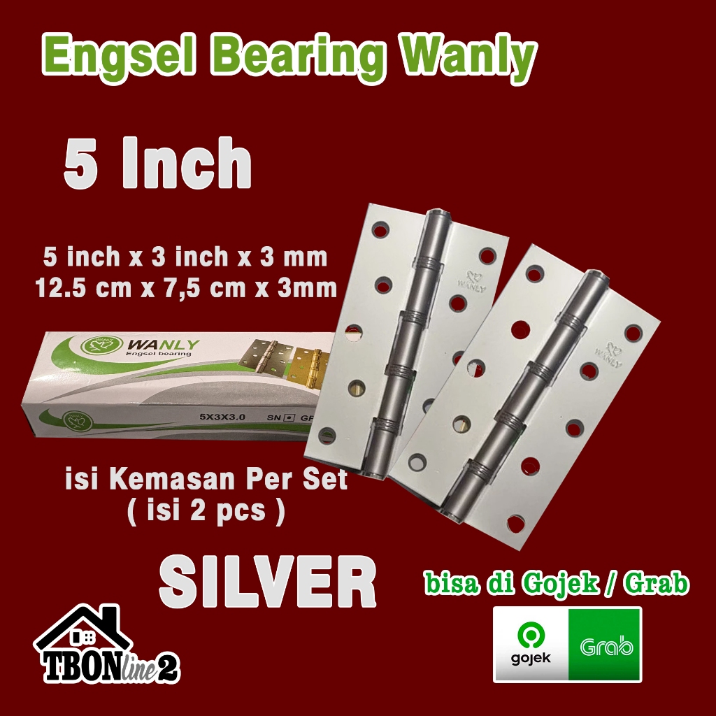 Wanly Engsel Pintu Bearing 5" Inch Tebal 3mm