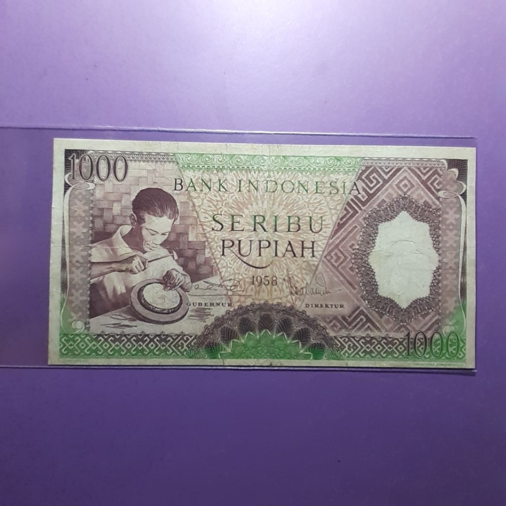 Uang kuno 1000 rupiah seri pekerja tahun 1958